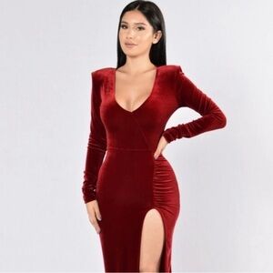 Fashion Nova Deep Red Long Sleeve Dress